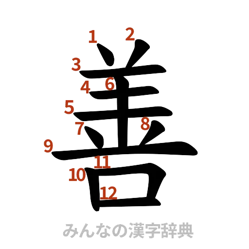 漢字「善」の書き順と画数