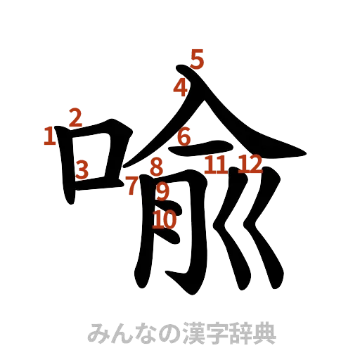 漢字「喩」の書き順と画数