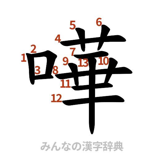 漢字「嘩」の書き順と画数