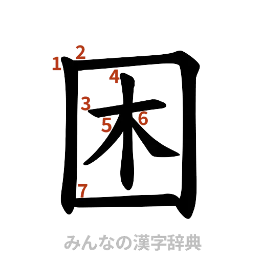 漢字「困」の書き順と画数