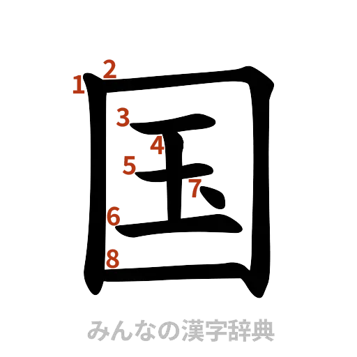 漢字「国」の書き順と画数