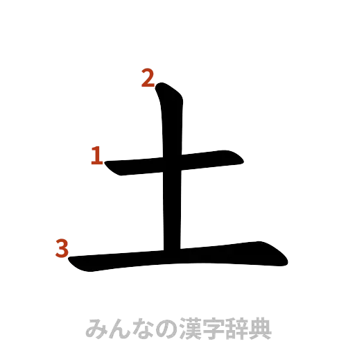 漢字「土」の書き順と画数