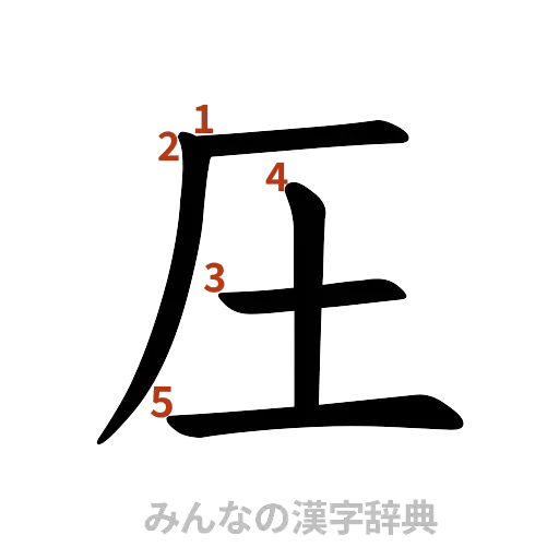 漢字「圧」の書き順と画数