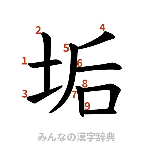 漢字「垢」の書き順と画数