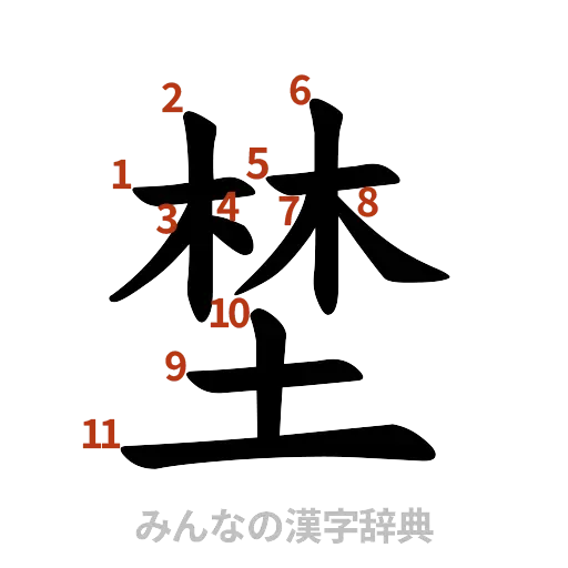 漢字「埜」の書き順と画数