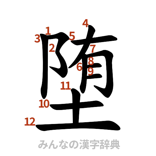 漢字「堕」の書き順と画数