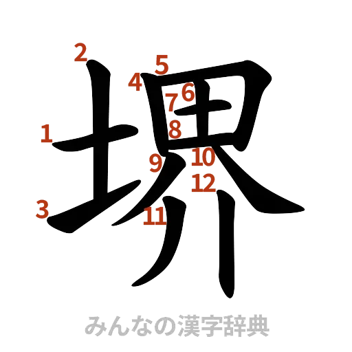 漢字「堺」の書き順と画数
