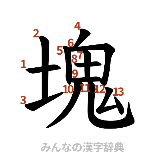漢字「塊」の書き順と画数