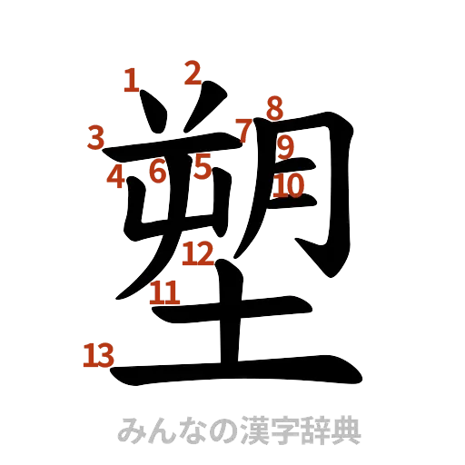 漢字「塑」の書き順と画数