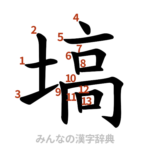 漢字「塙」の書き順と画数