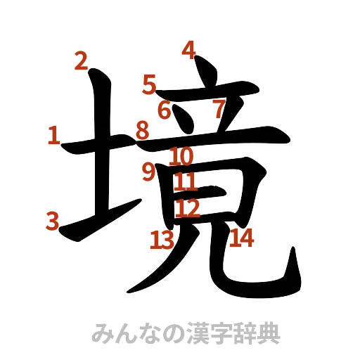 漢字「境」の書き順と画数