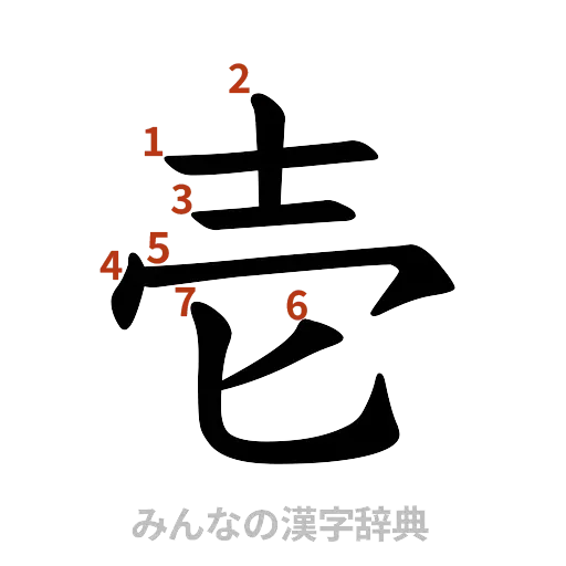 漢字「壱」の書き順と画数