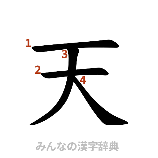 漢字「天」の書き順と画数