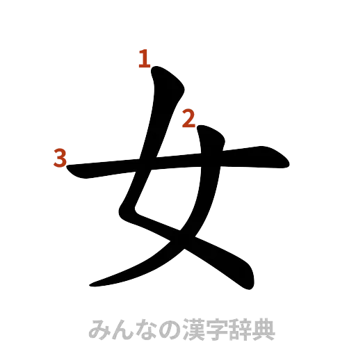 漢字「女」の書き順と画数