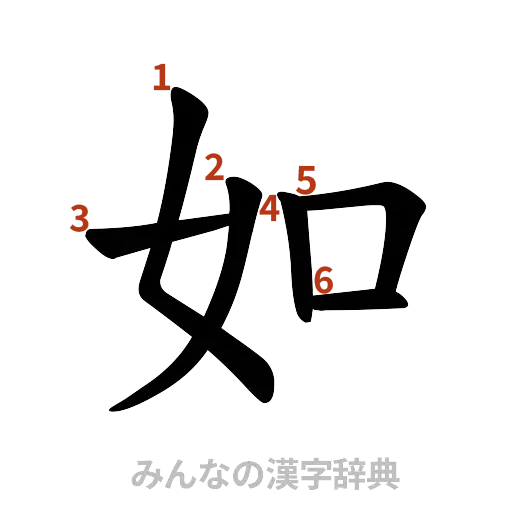 漢字「如」の書き順と画数