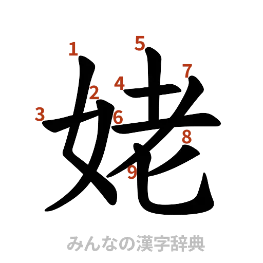 漢字「姥」の書き順と画数
