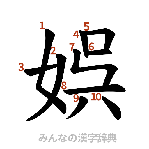 漢字「娯」の書き順と画数