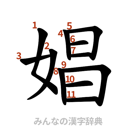 漢字「娼」の書き順と画数