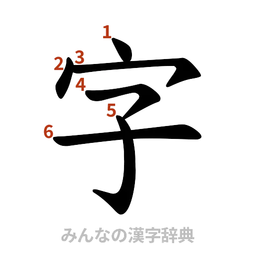 漢字「字」の書き順と画数