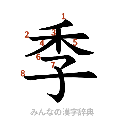 漢字「季」の書き順と画数
