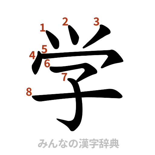漢字「学」の書き順と画数