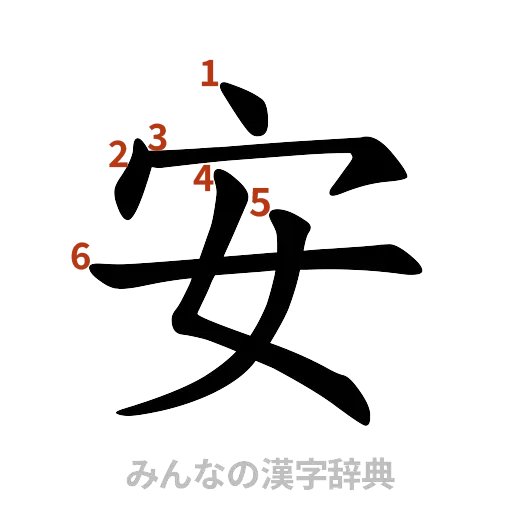 漢字「安」の書き順と画数