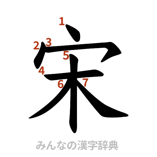 漢字「宋」の書き順と画数