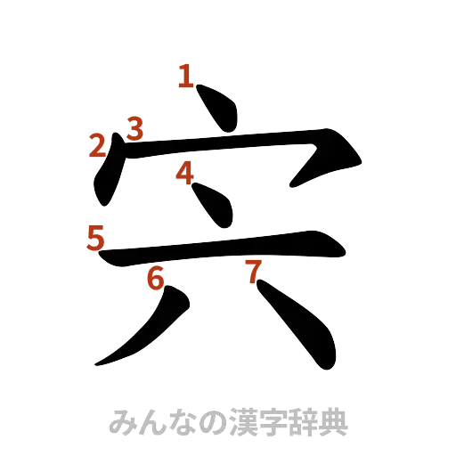 漢字「宍」の書き順と画数