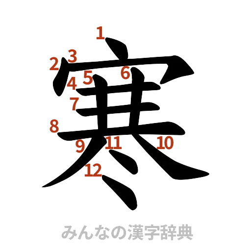 漢字「寒」の書き順と画数