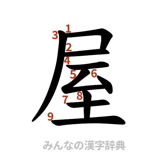 漢字「屋」の書き順と画数