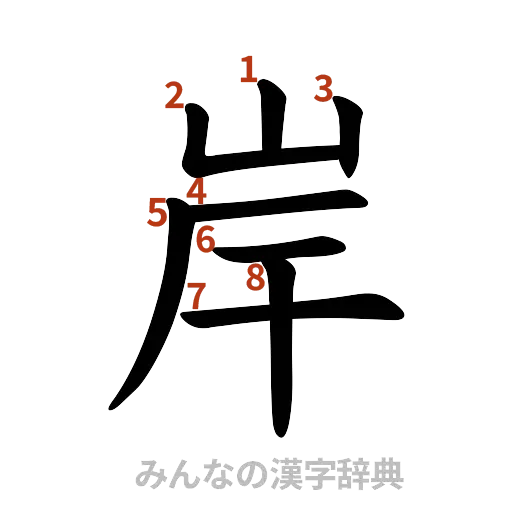 漢字「岸」の書き順と画数