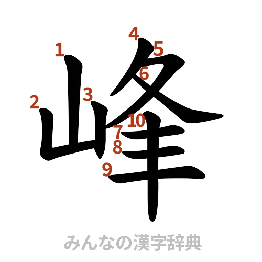 漢字「峰」の書き順と画数