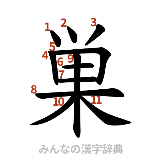 漢字「巣」の書き順と画数