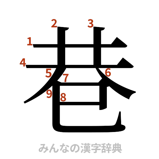 漢字「巷」の書き順と画数