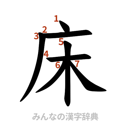 漢字「床」の書き順と画数