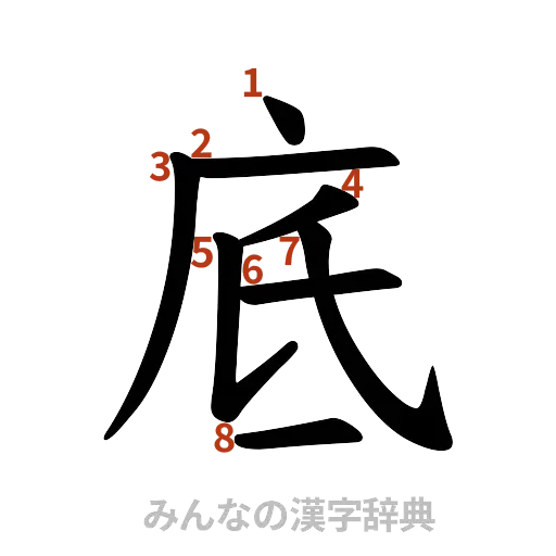 漢字「底」の書き順と画数
