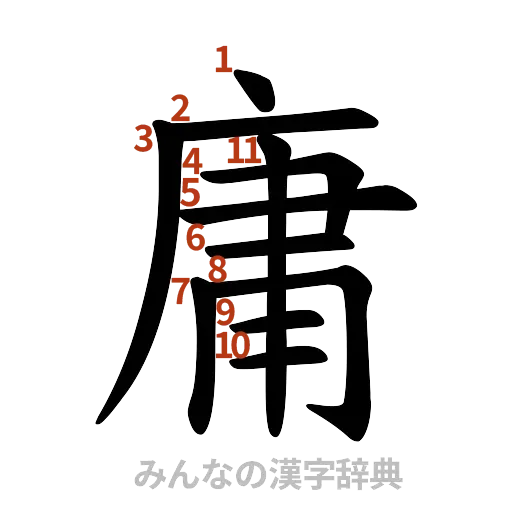 漢字「庸」の書き順と画数