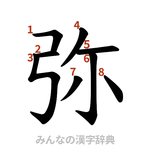 漢字「弥」の書き順と画数