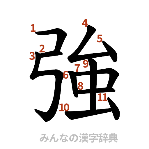 漢字「強」の書き順と画数