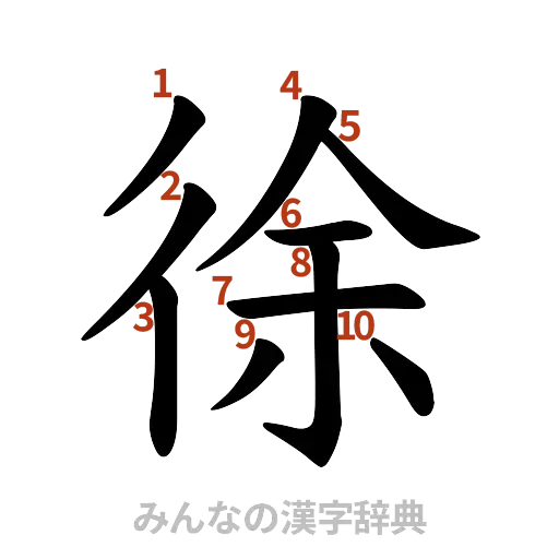 漢字「徐」の書き順と画数