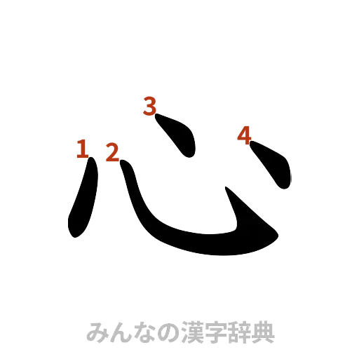 漢字「心」の書き順と画数