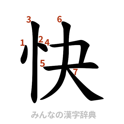 漢字「快」の書き順と画数
