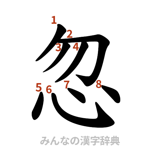 漢字「忽」の書き順と画数