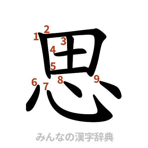 漢字「思」の書き順と画数