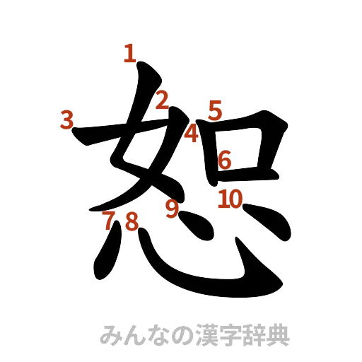 漢字「恕」の書き順と画数