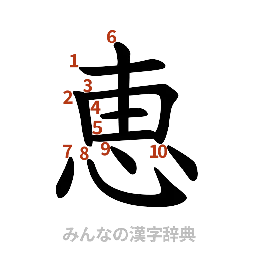 漢字「恵」の書き順と画数