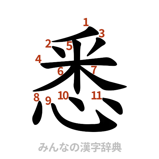 漢字「悉」の書き順と画数