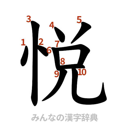 漢字「悦」の書き順と画数