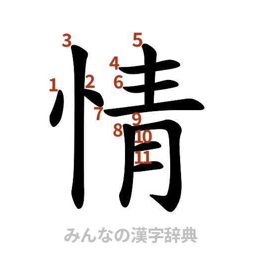 漢字「情」の書き順と画数