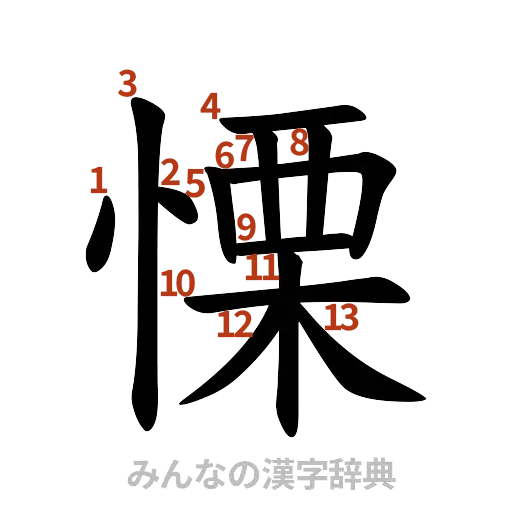 漢字「慄」の書き順と画数